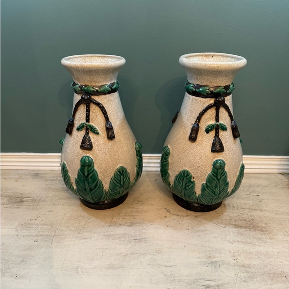 20th century pair of Chinese export crackle majolica signed pair vase - Picture 2 of 8